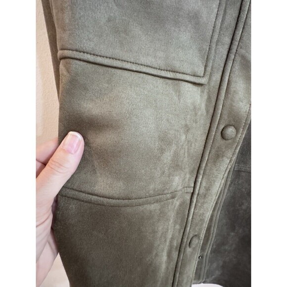 Calvin Klein Faux Suede Shirt Jacket Green Medium Gorpcore Urban NWT Oversized - Picture 3 of 7